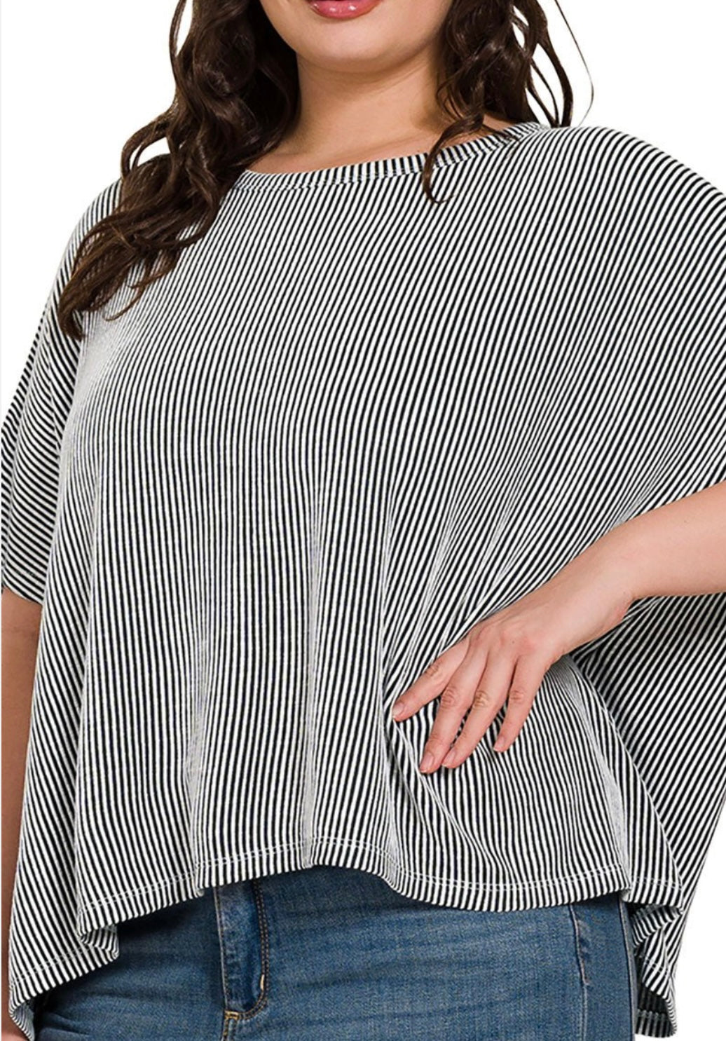 Zenana plus size full of fun oversized striped top