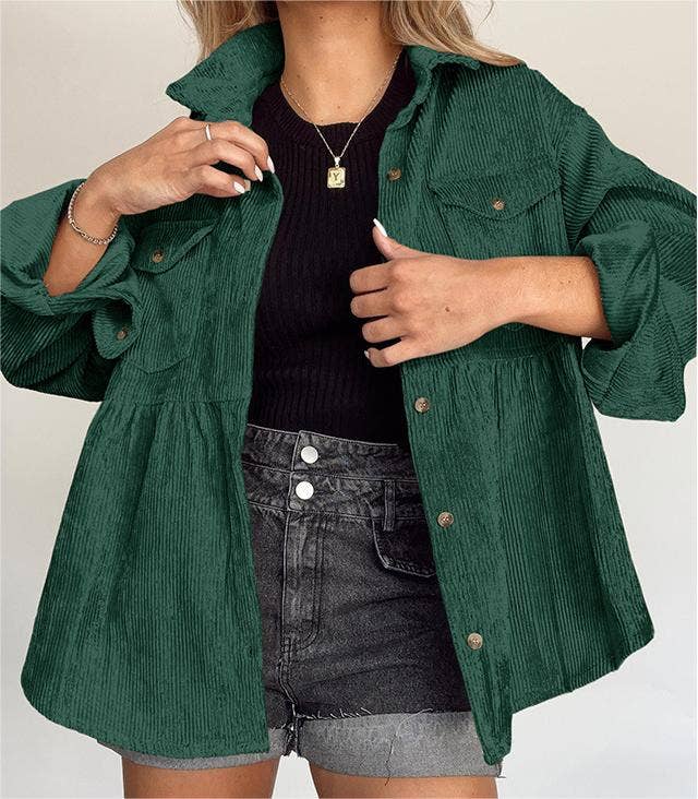 Shirt lapel shacket corduroy jacket blouse Sweet Magnolia Boutique