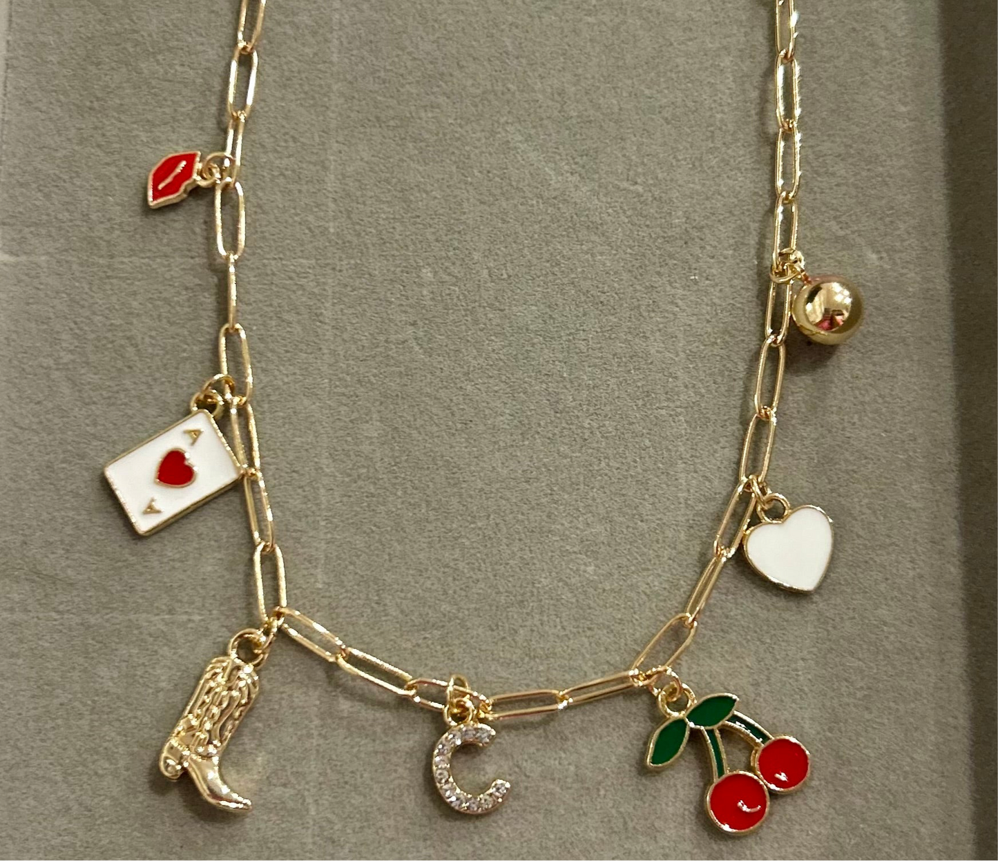 Western Initial Charm necklace with 7 charms