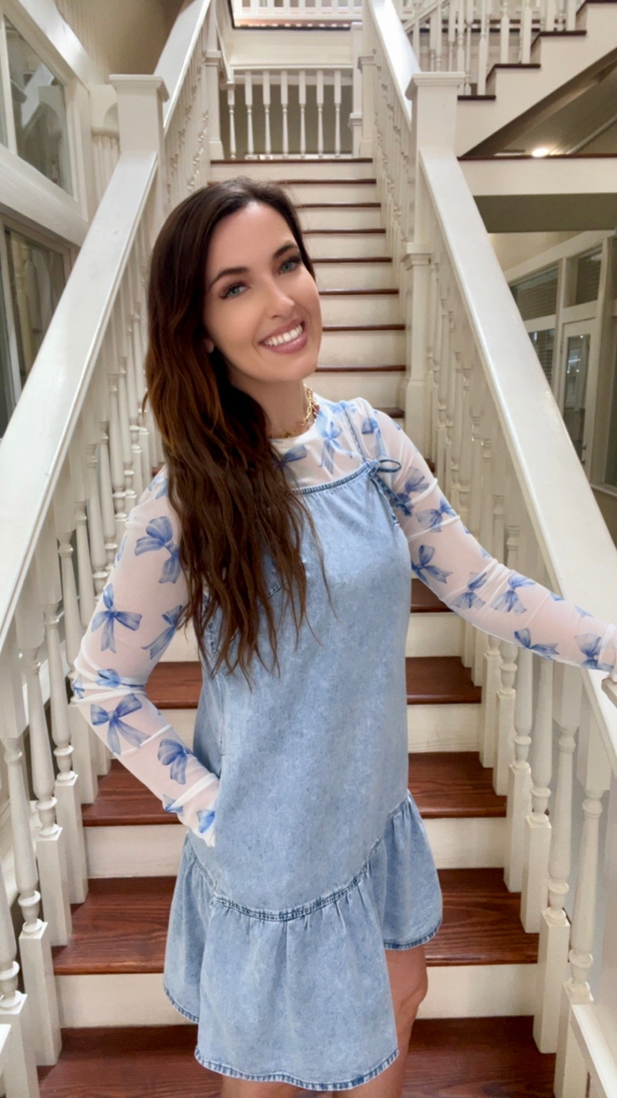 Denim Bow knot Mini Dress