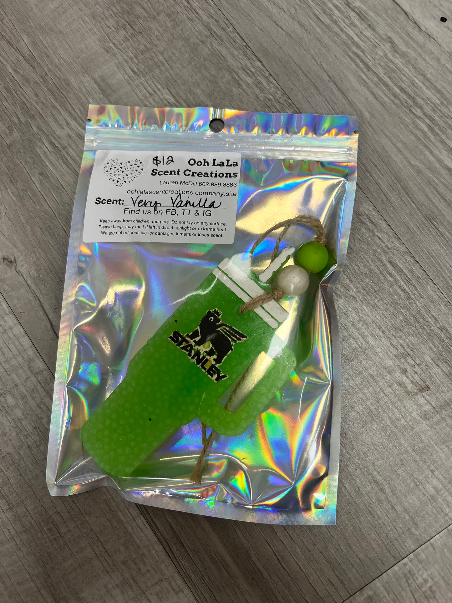 Green Stanley Cup Car Freshie (very vanilla)