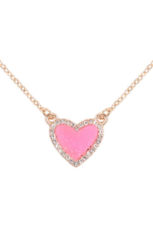 VNE1209 - VALENTINE HEART DRUZY WITH RHINESTONE PENDANT Sweet Magnolia Boutique