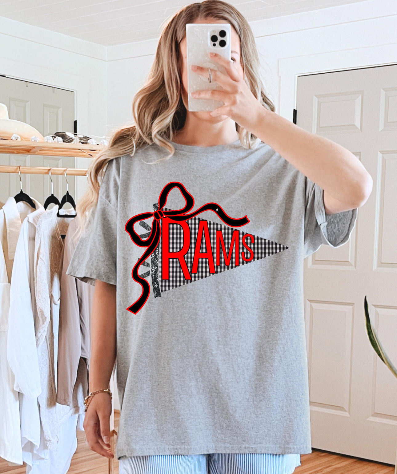 RAMS PENNANT BOW tshirt (MTO)