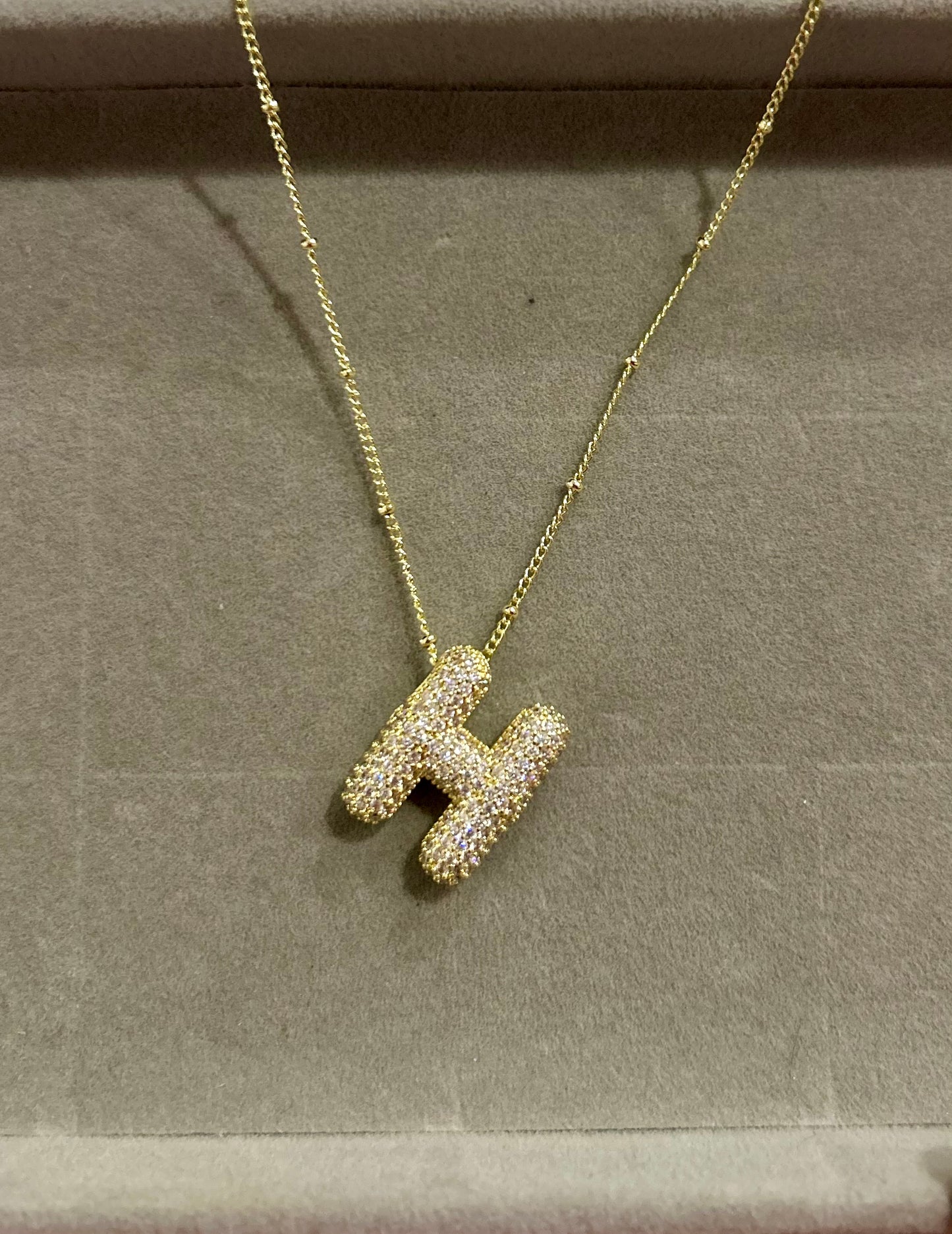 Studded Bubble Initial Necklace