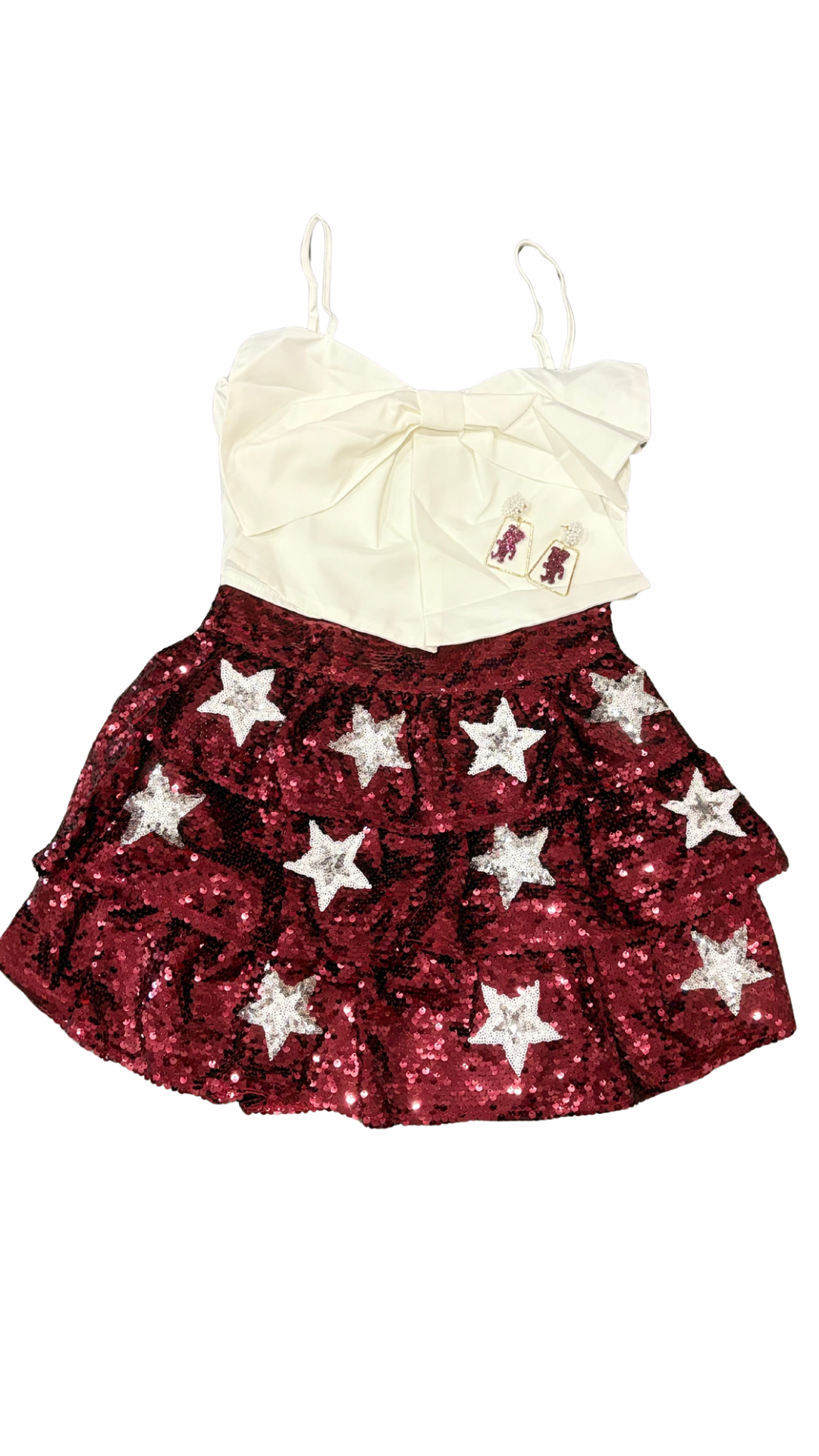 Pre-game party sequin skirt maroon
