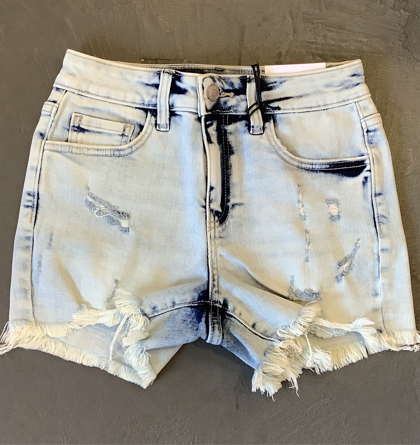 Zenana Acid wash distressed denim shorts