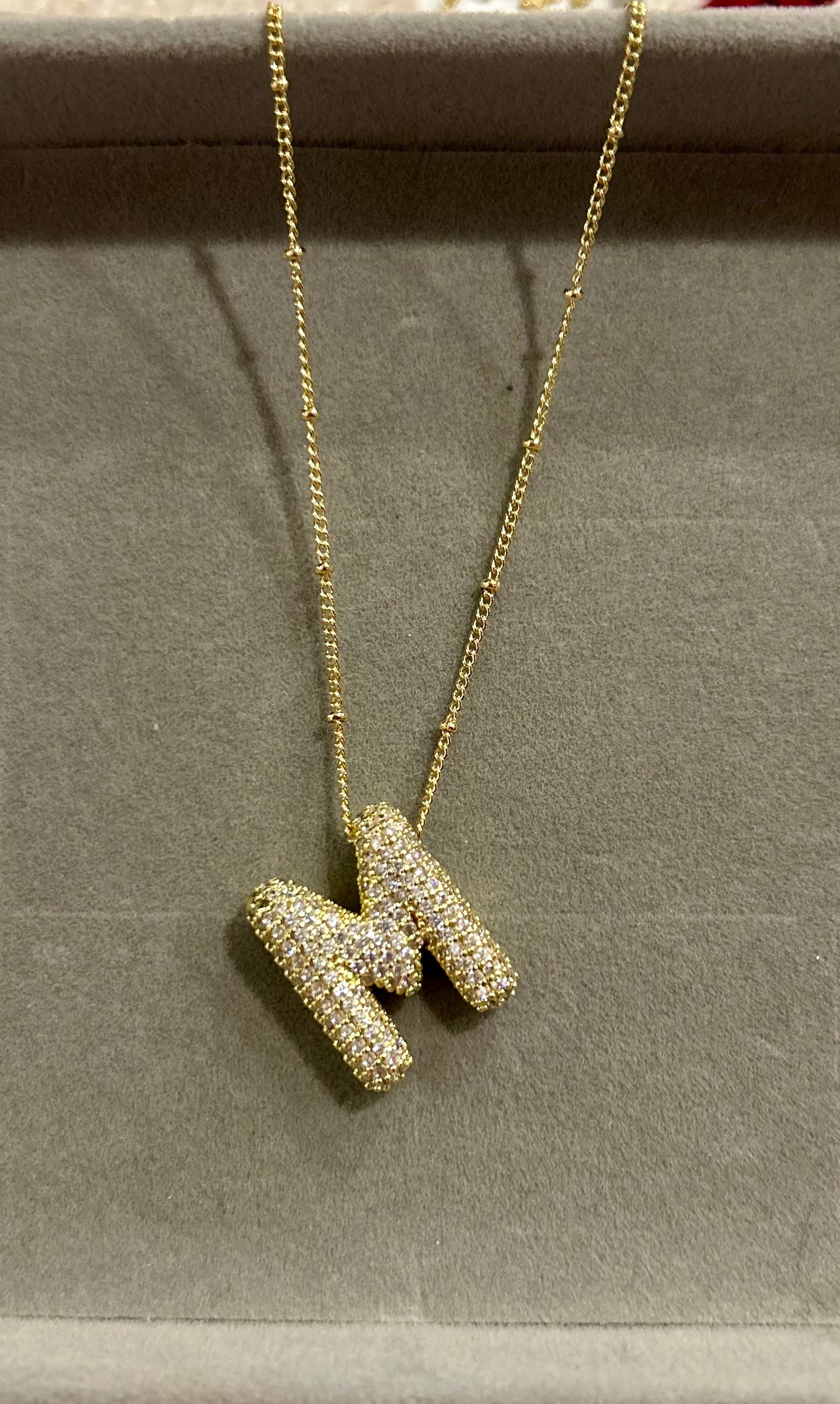 Studded Bubble Initial Necklace