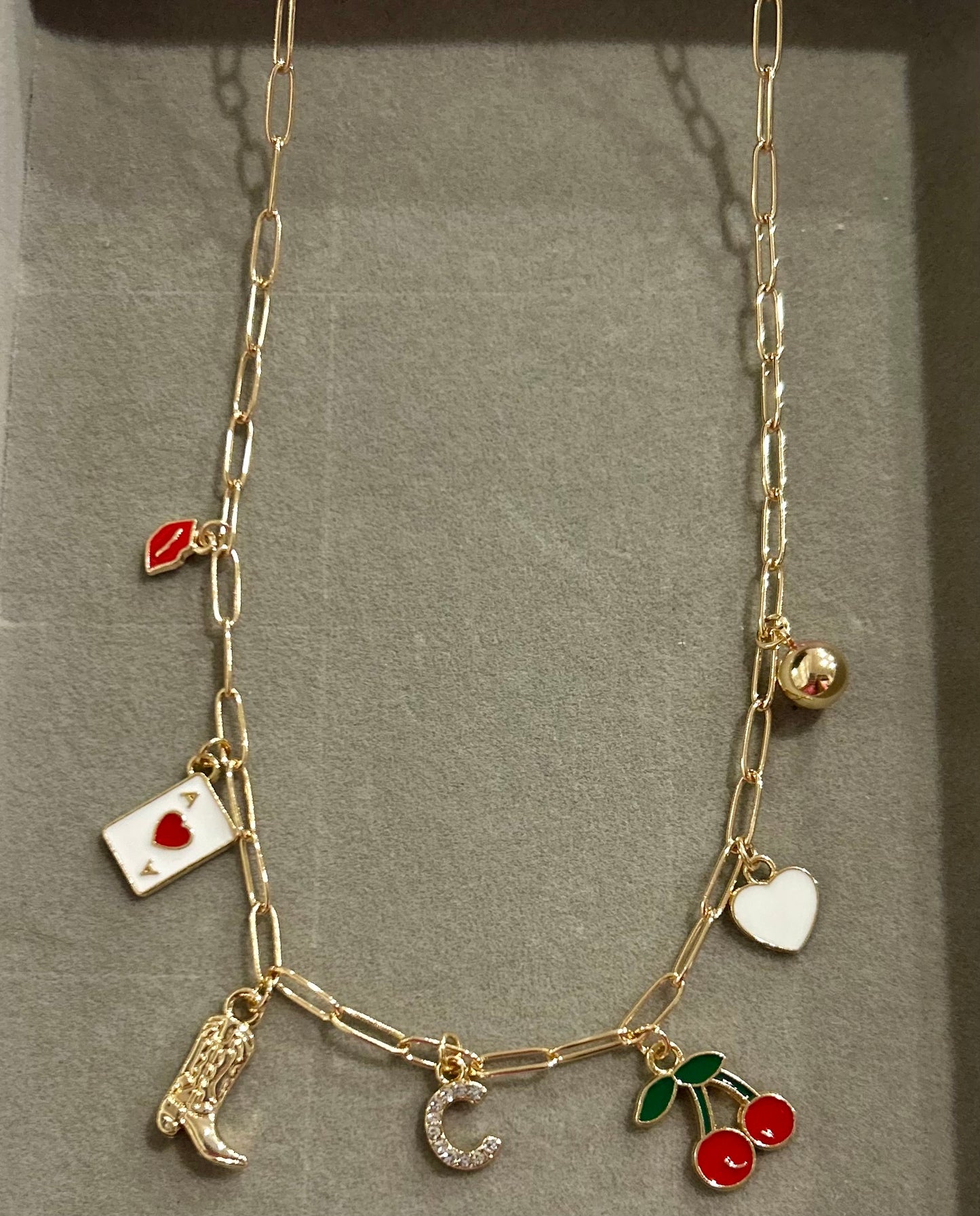 Western Initial Charm necklace with 7 charms