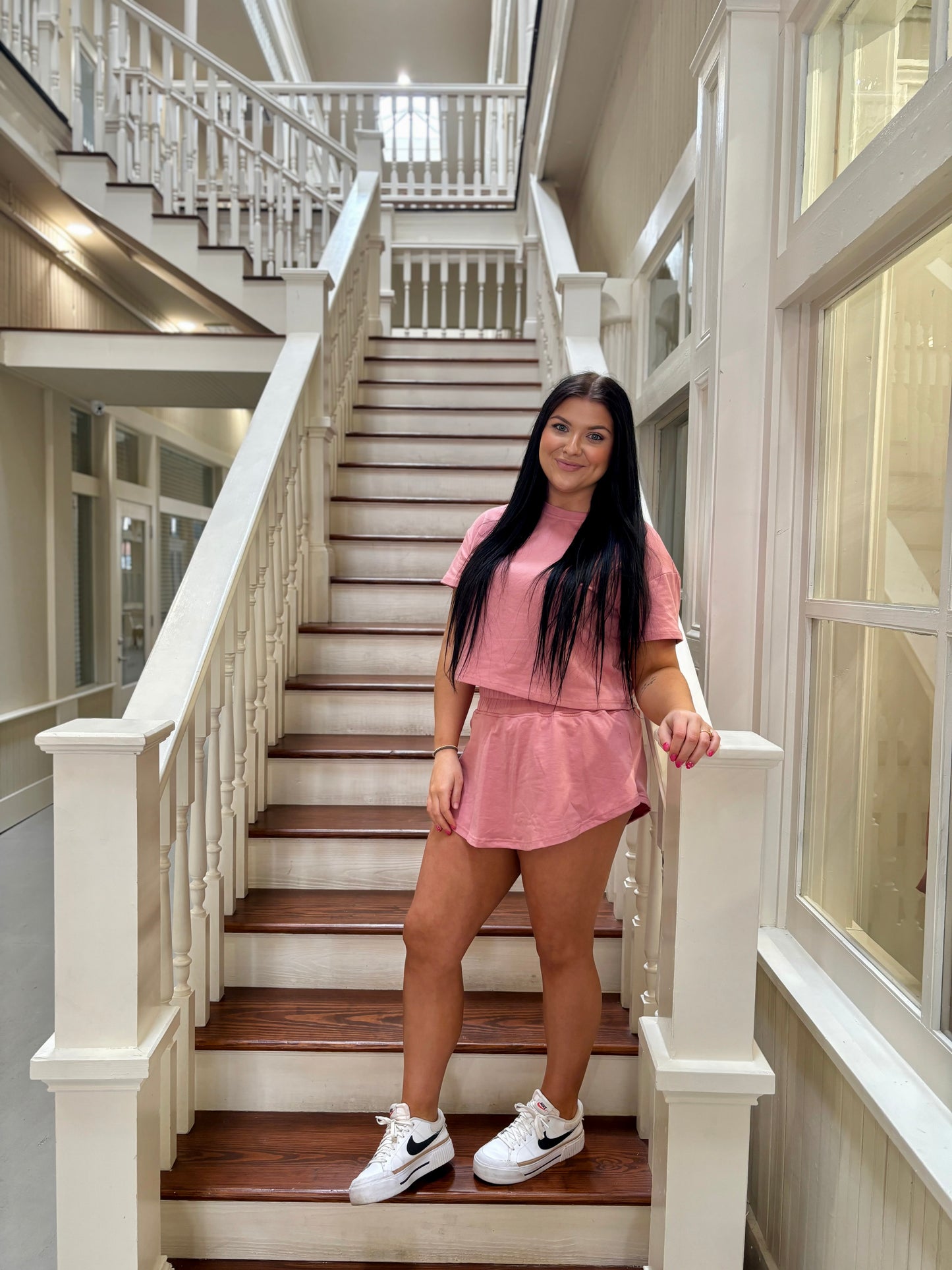 Cropped Tee and Ruffle High Waist Skort Set