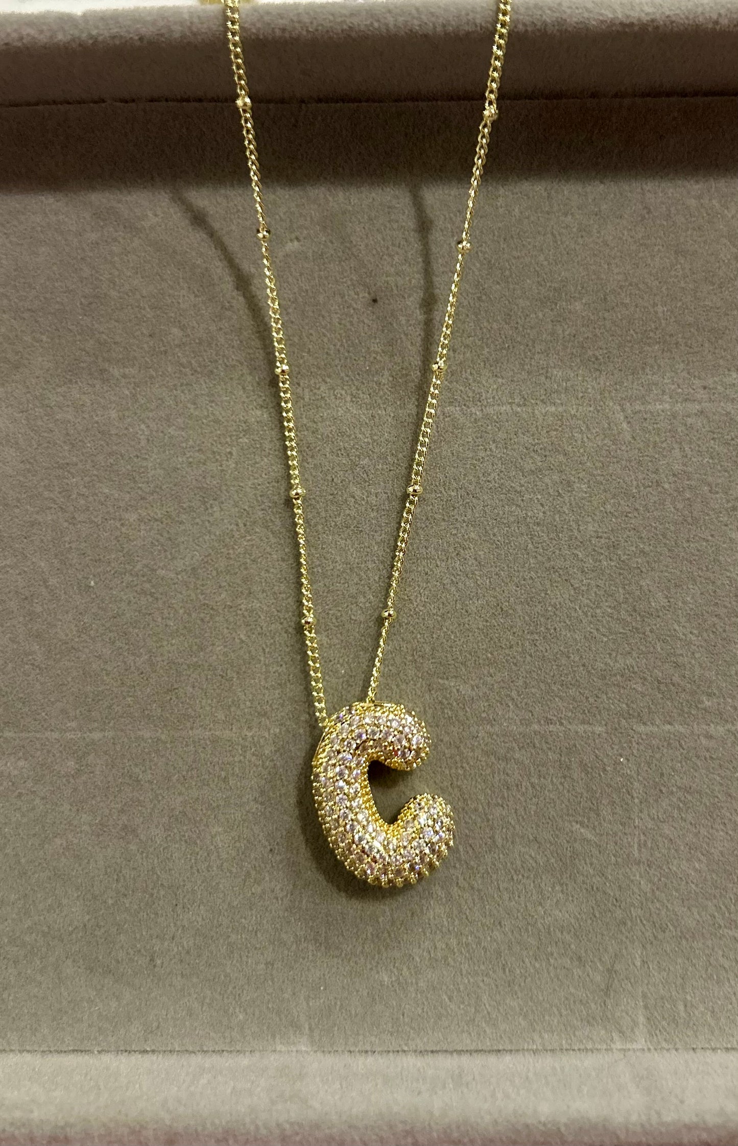 Studded Bubble Initial Necklace