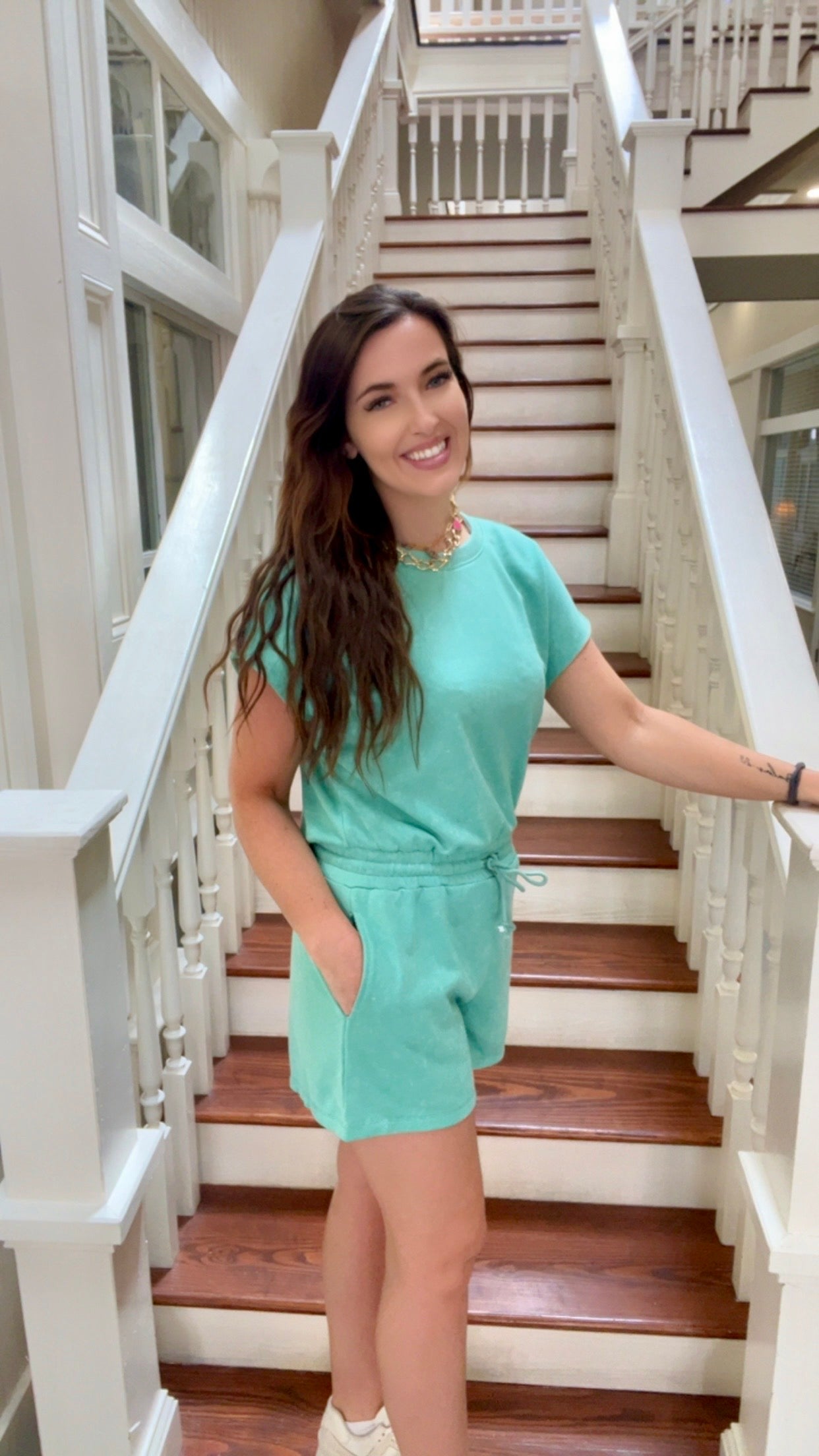 Sea Foam green Romper
