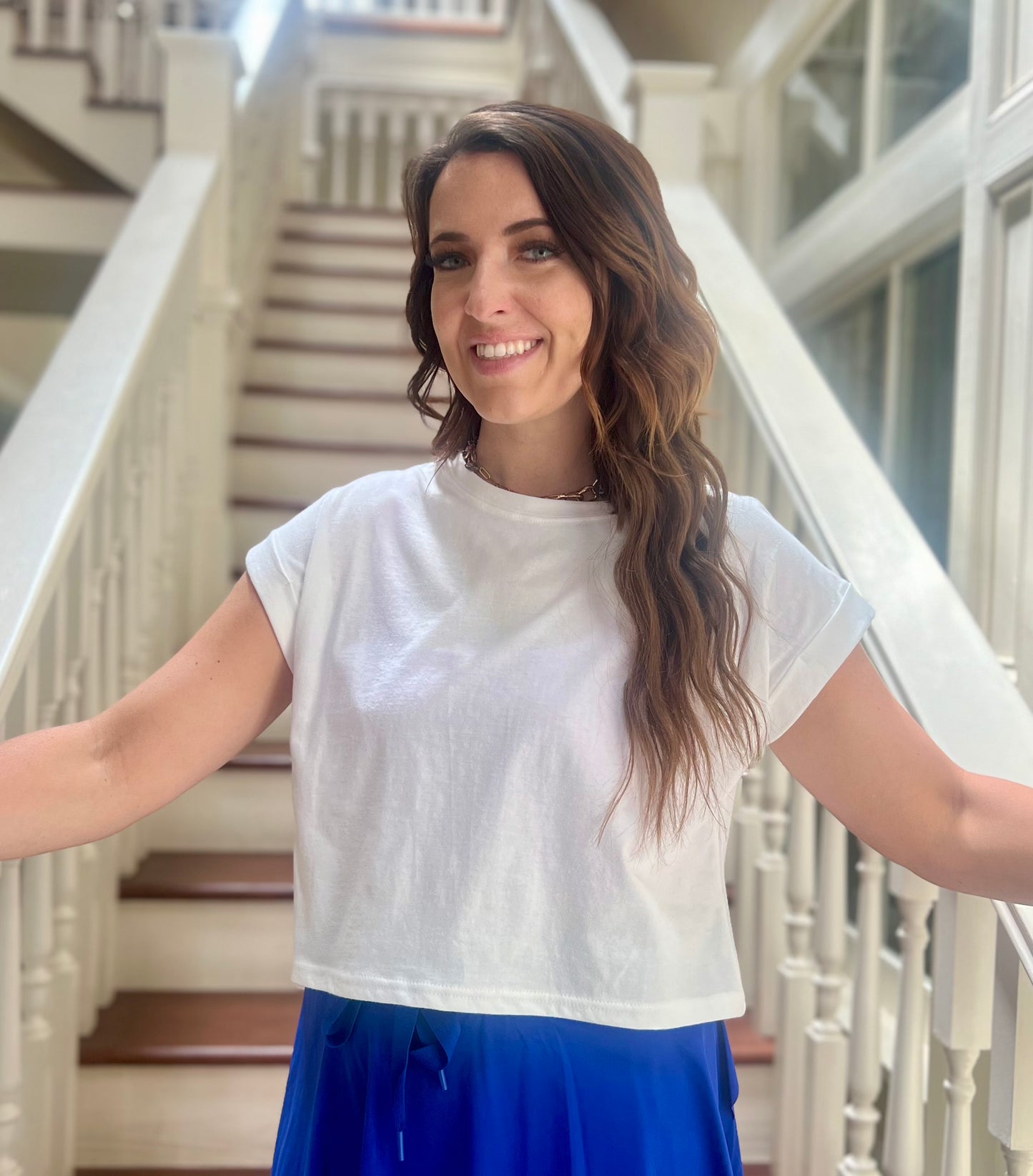 Zenana crop tee with folded sleeves