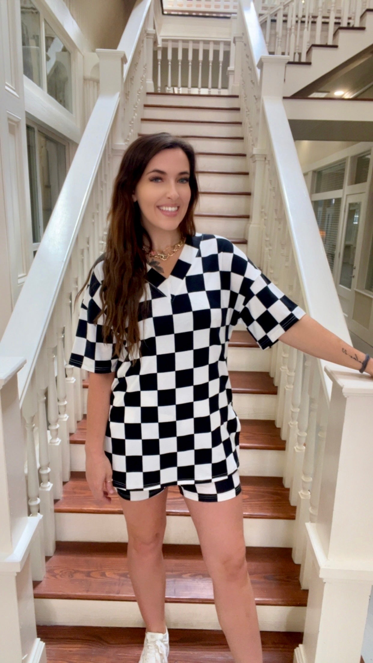 Checkered Biker Shorts set