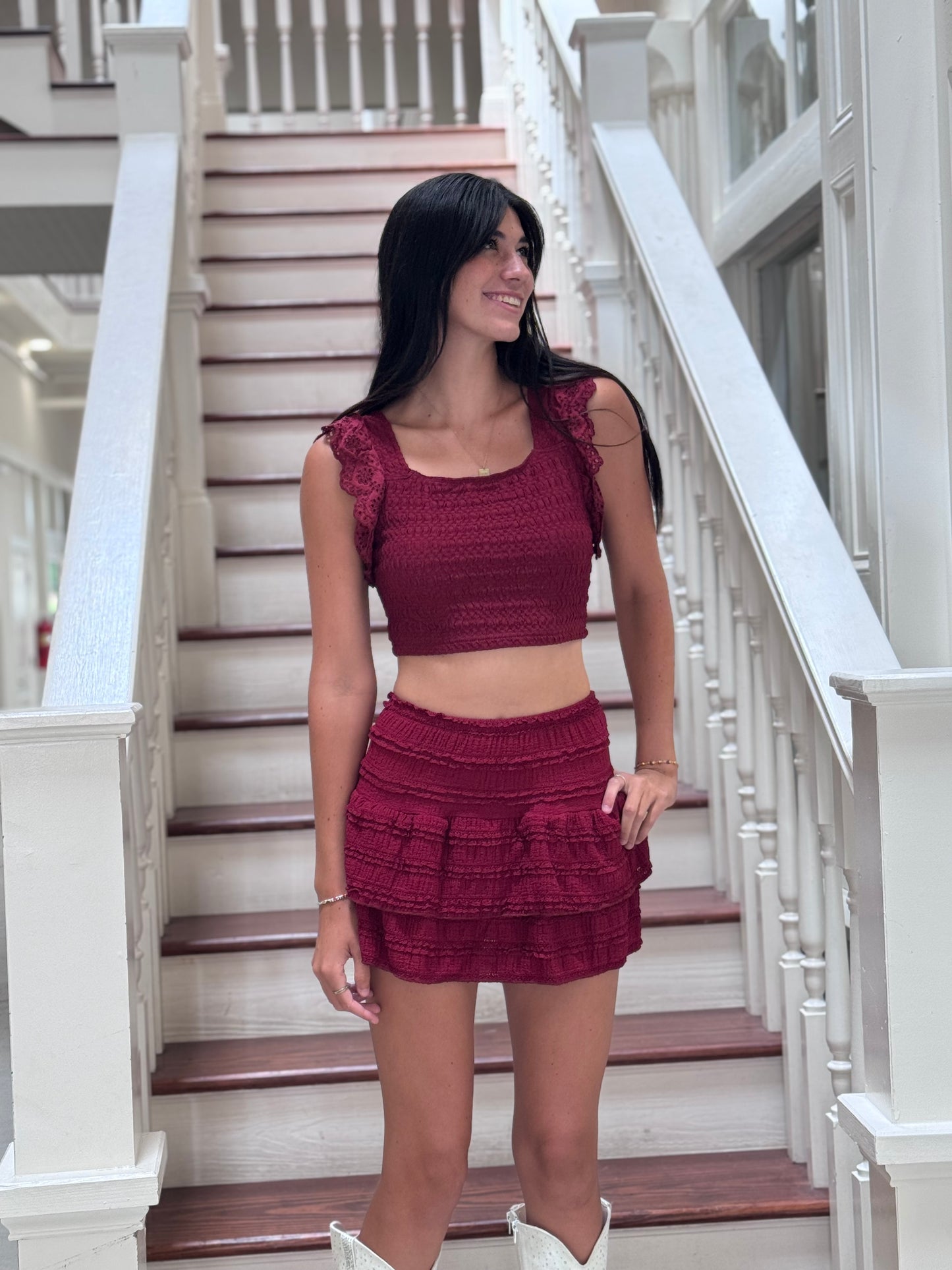 2 Piece Maroon Skirt set