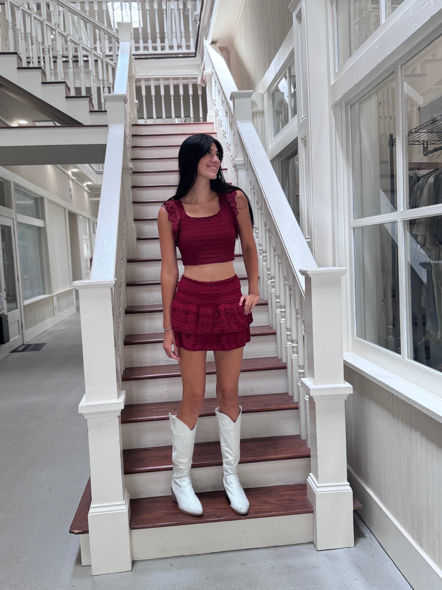 2 Piece Maroon Skirt set