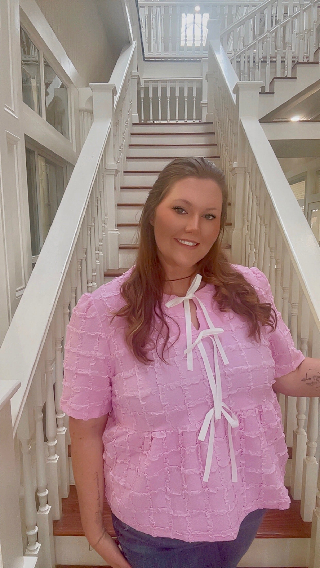 Gracie bow tie front plus size top
