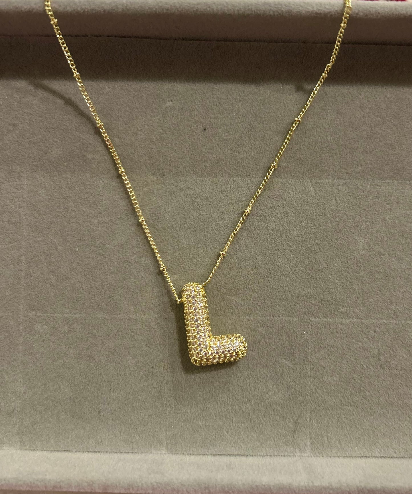 Studded Bubble Initial Necklace