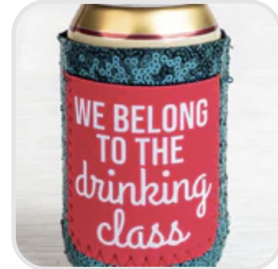 We belong to the drinking class sequin can cooler