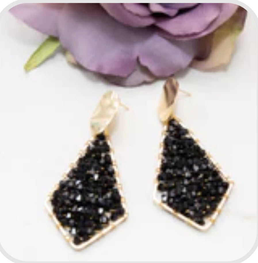 Iridescent black drop earrings