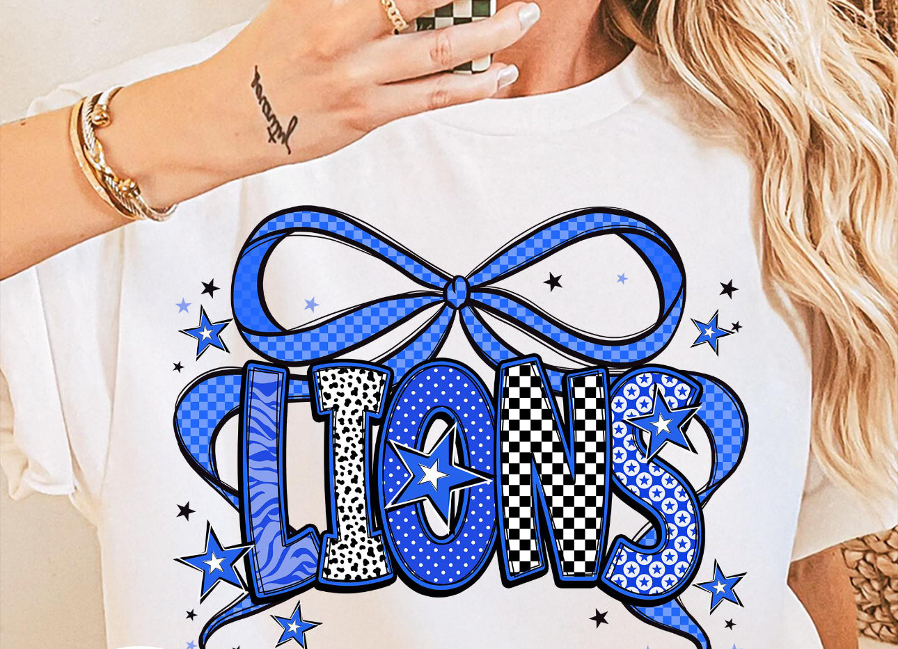 Hamilton Lions blue bow tshirt (MTO)