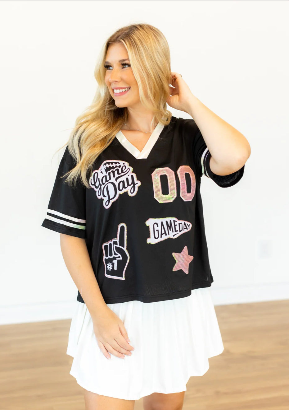 Black Gameday Sequin Jersey
