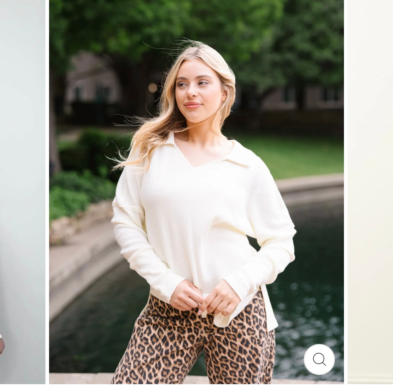 Waffle knit Split size top (Ivory)