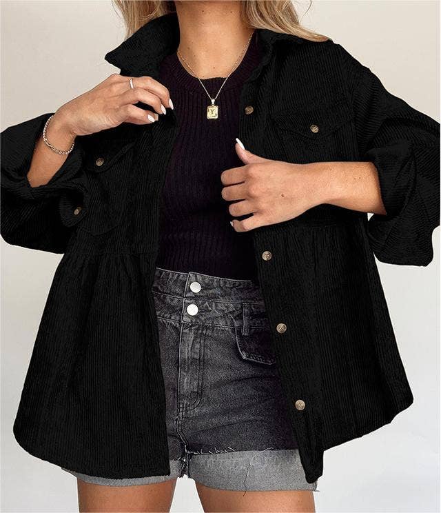Shirt lapel shacket corduroy jacket blouse Sweet Magnolia Boutique