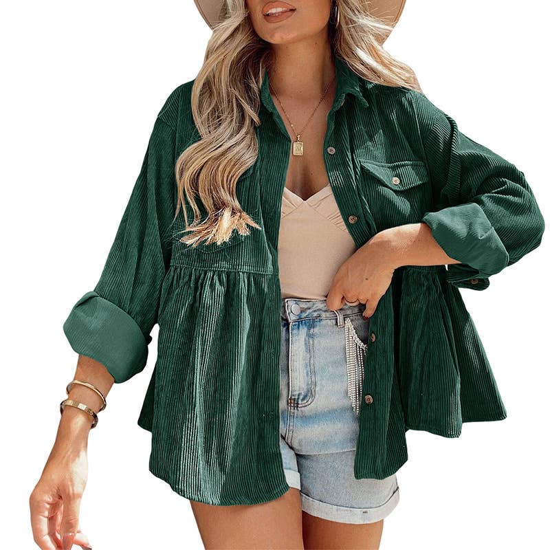 Shirt lapel shacket corduroy jacket blouse Sweet Magnolia Boutique