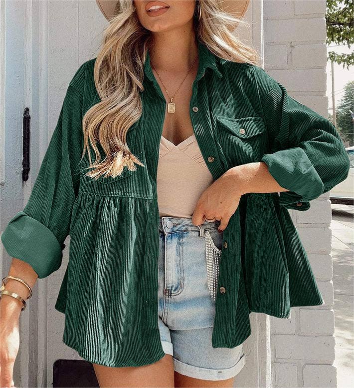 Shirt lapel shacket corduroy jacket blouse Sweet Magnolia Boutique