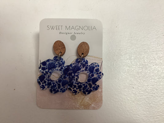 Blue Flower Acrylic Earrings