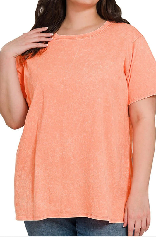 Zenana plus size summer soundtrack washed top