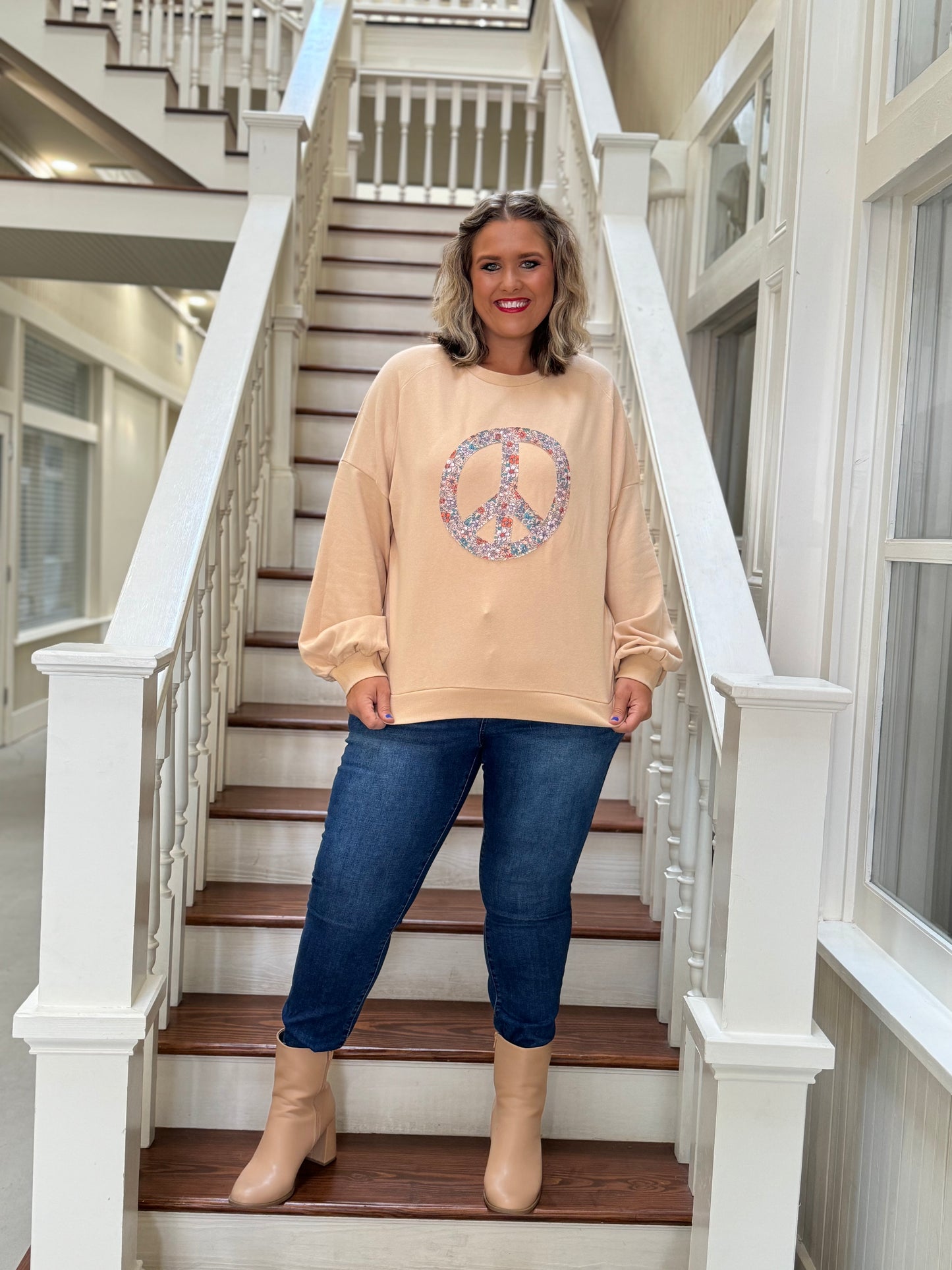 Patchwork Peace Sweatshirt Plus