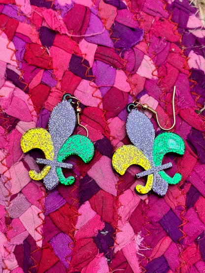 Mardi Gra earrings Sweet Magnolia Boutique