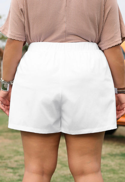 White bow plus size shorts with pockets
