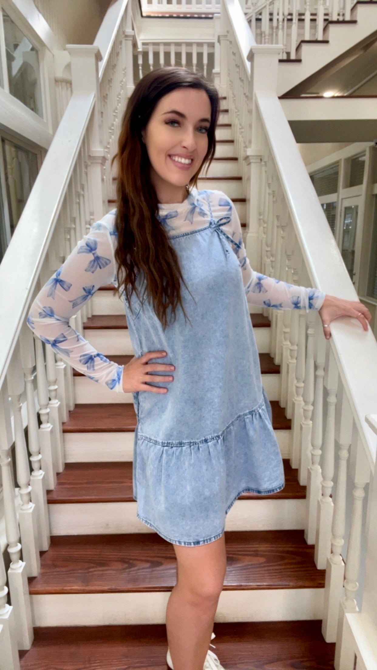 Denim Bow knot Mini Dress