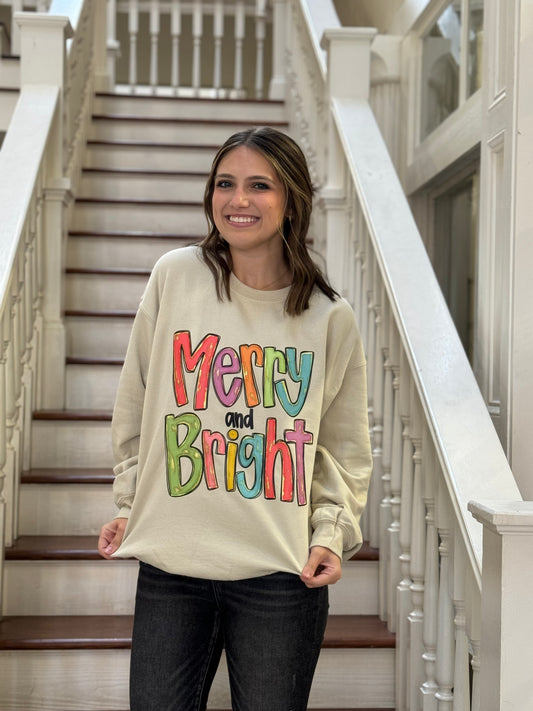 Merry and bright gold accent sweatshirt