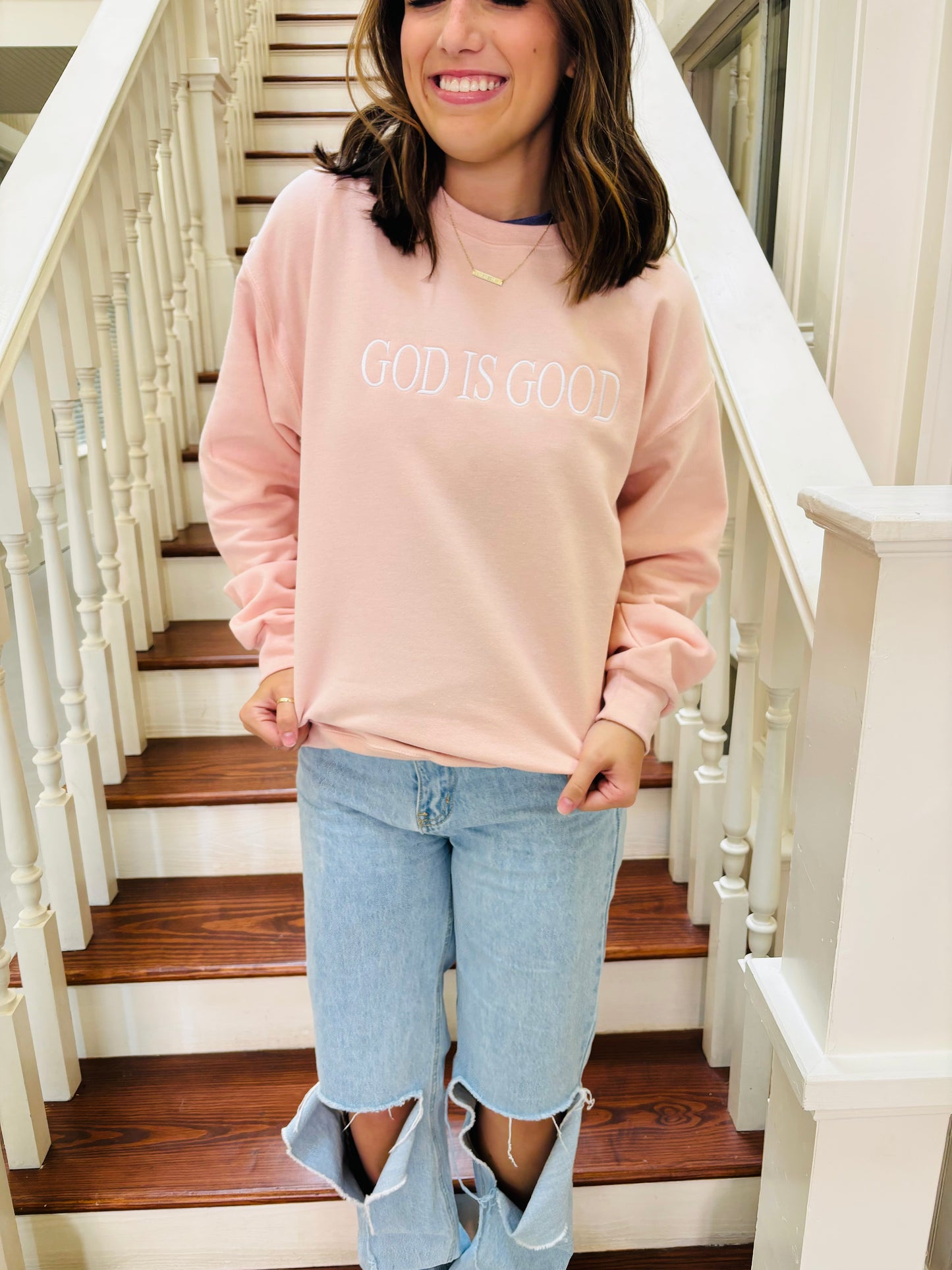 God is good embroidered sweatshirt