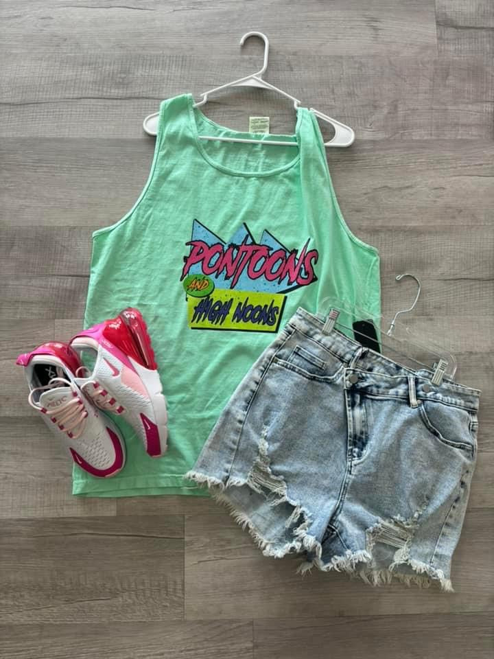 Summer neon graphic tees and tank