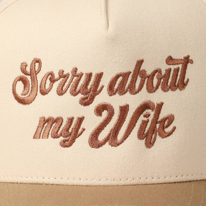 Sorry About My Wife / Husband Embroidery Two-Tone Canvas Cap