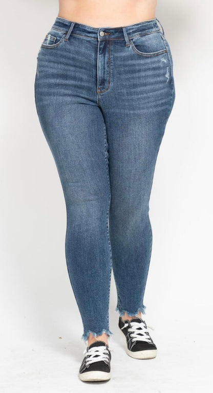 Plus Judy Blue Skinny Raw hem jeans