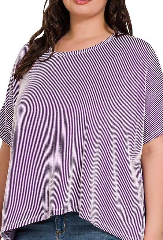 Zenana plus size full of fun oversized striped top
