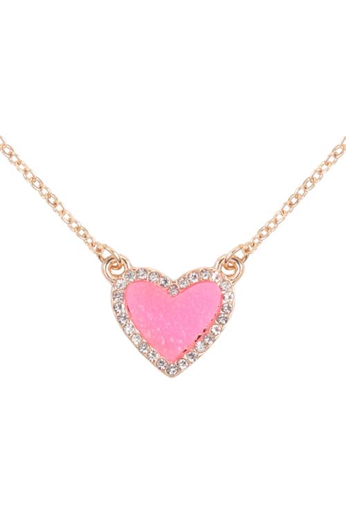 VNE1209 - VALENTINE HEART DRUZY WITH RHINESTONE PENDANT Sweet Magnolia Boutique