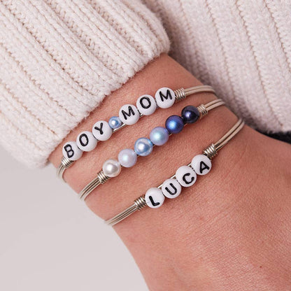 Boy Mom Letter Bead Bangle Bracelet