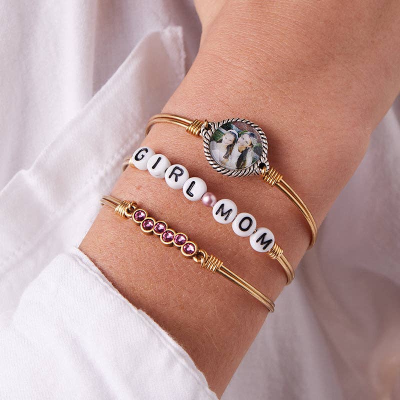 Girl Mom Letter Bead Bangle Bracelet