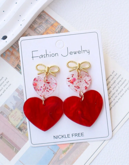 Gold Bow heart Earrings