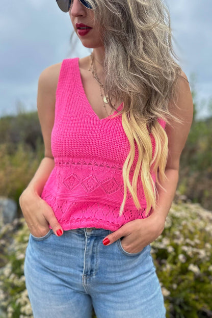 Neon Pink Textured Tank