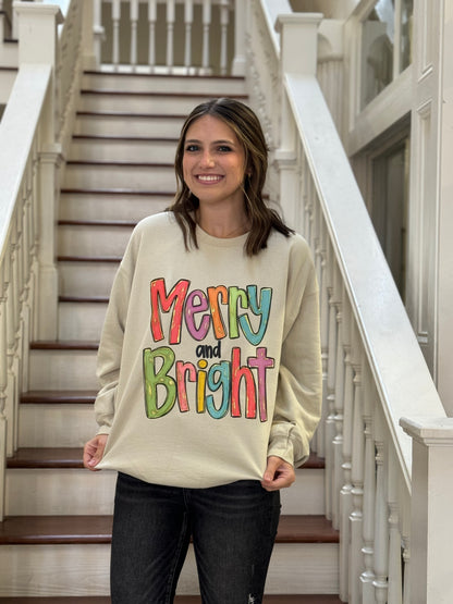 Merry and bright gold accent sweatshirt