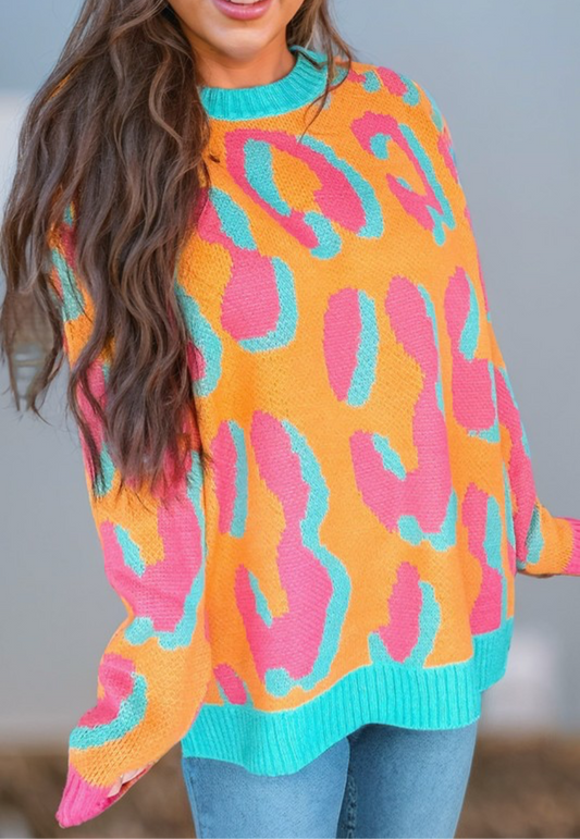 Orange leopard sweater