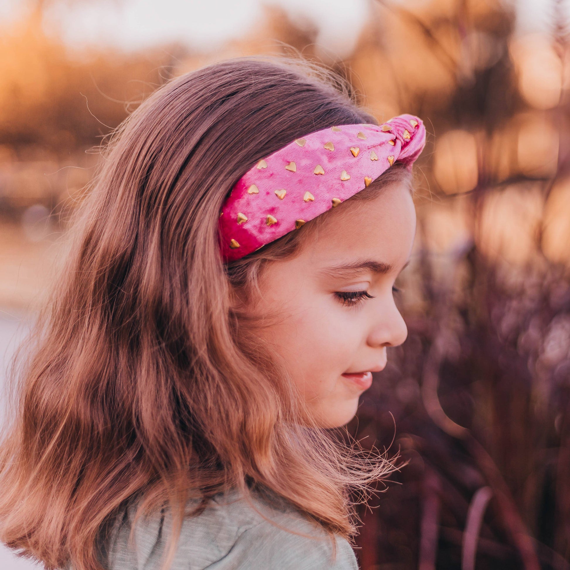 Gold Heart Studded Velvet Knot Headband Sweet Magnolia Boutique