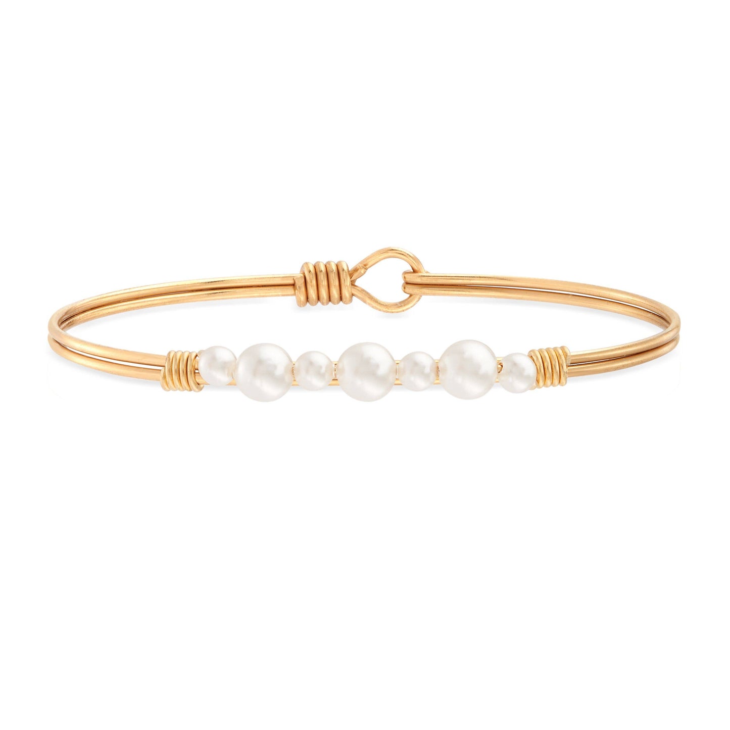 Crystal Pearl Bangle Bracelet in White